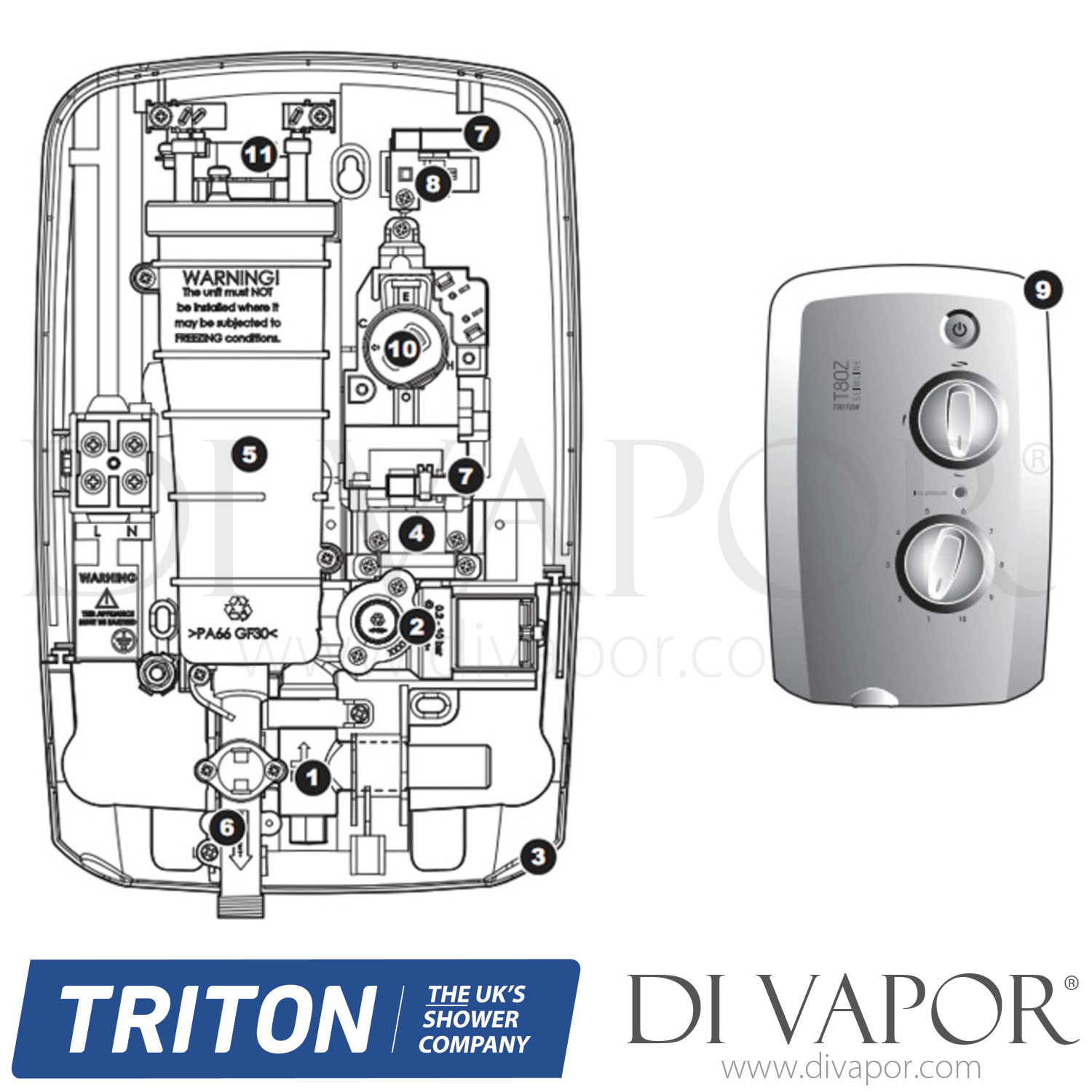 Triton T80z Slimline Shower Spare Parts TR DV 652